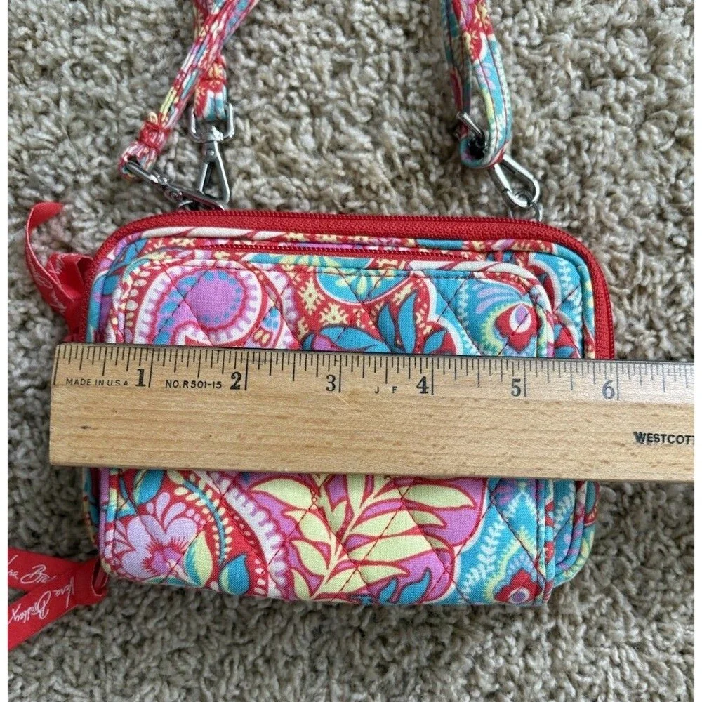 Vera Bradley On the Square Quilted Crossbody Wallet Purse Paisley in Paradise